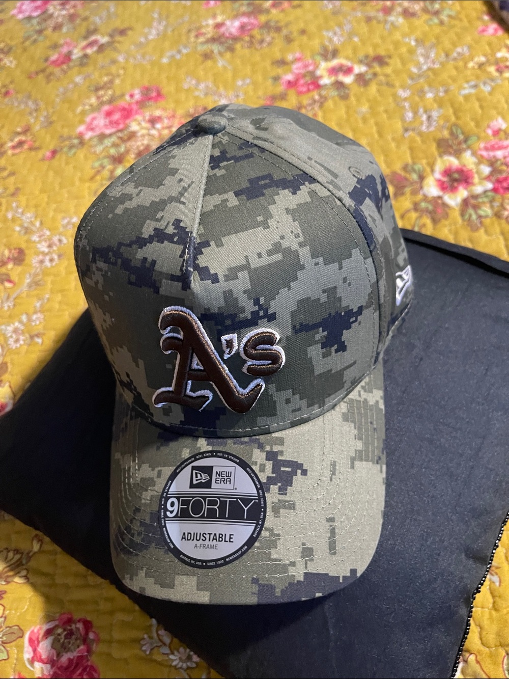 New Era Oakland A's Digital Camo Cap in Olive and Black